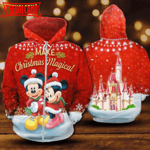 Mickey Minnie Make Christmas Magical Red 3D Printed Hoodie