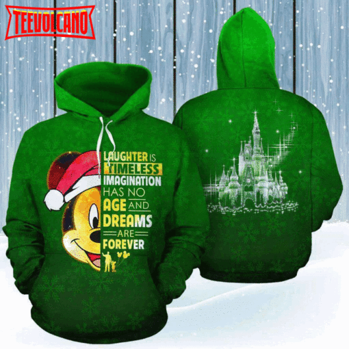 Mickey Mouse Face Christmas Quote Green 3D Printed Hoodie