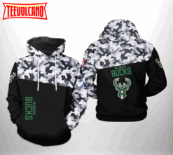 Milwaukee Bucks NBA Camo Veteran Team 3D Printed Hoodie