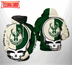 Milwaukee Bucks NBA Grateful Dead 3D Printed Hoodie