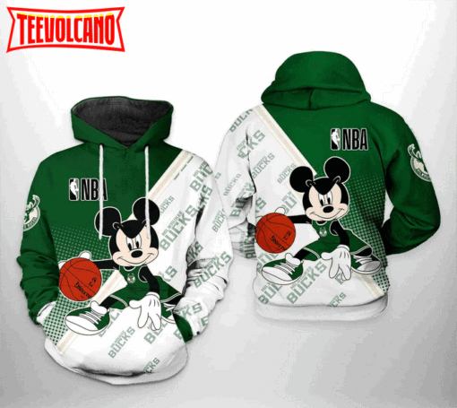 Milwaukee Bucks NBA Mickey 3D Printed Hoodie