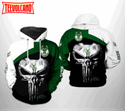 Milwaukee Bucks NBA Skull Punisher Team 3D Printed Hoodie