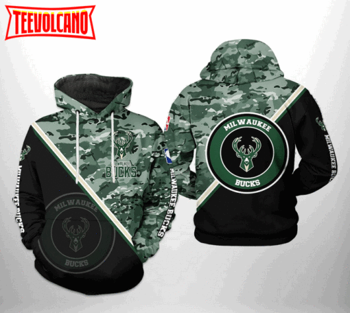 Milwaukee Bucks NBA US Camo Team 3D Printed Hoodie