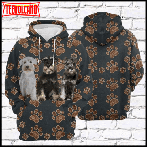 Miniature Schnauzer Floral Paw 3D Printed Hoodie