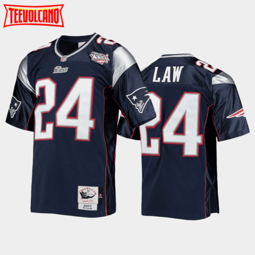 New England Patriots Ty Law Navy 2001 Throwback Jersey