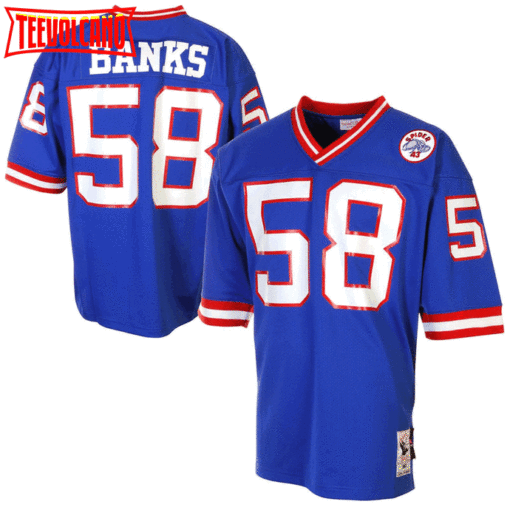 New York Giants Carl Banks Blue Spider Patch Throwback Jersey