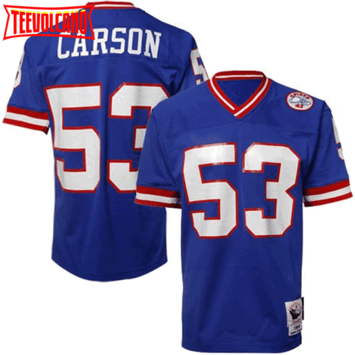 New York Giants Harry Carson Blue Spider Patch Throwback Jersey