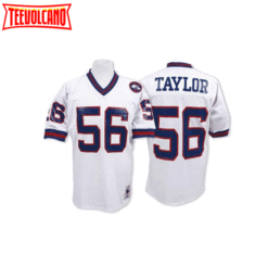 New York Giants Lawrence Taylor White Spider Patch Throwback Jersey