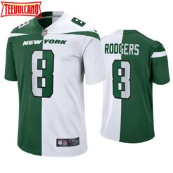 New York Jets Aaron Rodgers Split Green White Jersey