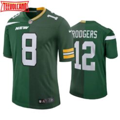 New York Jets Green Bay Packers Aaron Rodgers Split Green Jersey