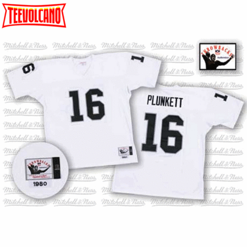 Oakland Raiders Jim Plunkett White 1980 Throwback Jersey