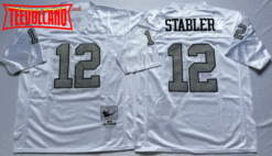 Oakland Raiders Kenny Stabler White Silver 1976 Throwback Jersey