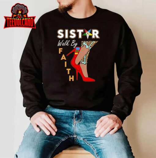 OES Sistar Leopard Walk By Faith Order of the Eastern Star T-Shirt