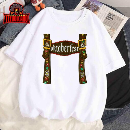 Oktoberfest Lederhosen Costume Cute German Bavarian Men Boys T-Shirt