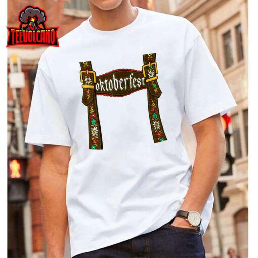 Oktoberfest Lederhosen Costume Cute German Bavarian Men Boys T-Shirt