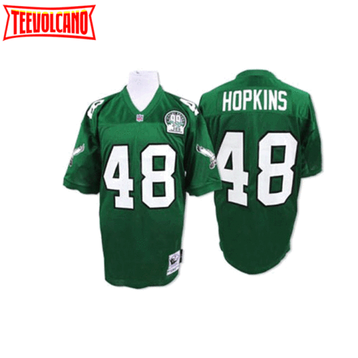 Philadelphia Eagles Wes Hopkins Green Memorial Patch Throwback Jersey