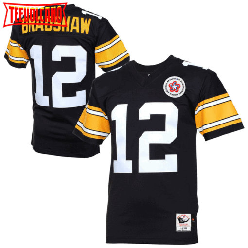 Pittsburgh Steelers Terry Bradshaw Black 1975 Throwback Jersey