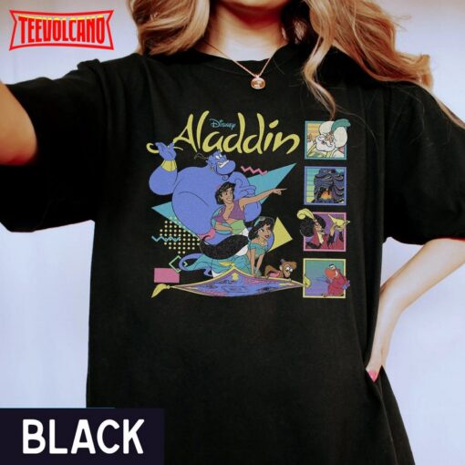 Retro 90s Disney Aladdin Characters Aladdin Jasmine Genie T-shirt