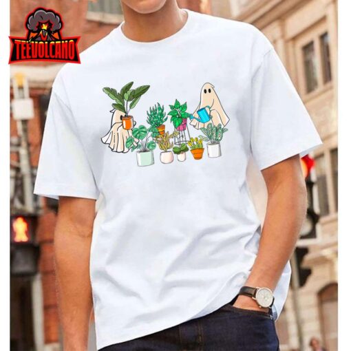 Retro Lady Gardener Ghost Gardening Plants Lover Halloween T-Shirt