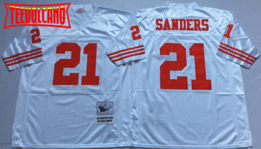 San Francisco 49ers Deion Sanders White Throwback Jersey