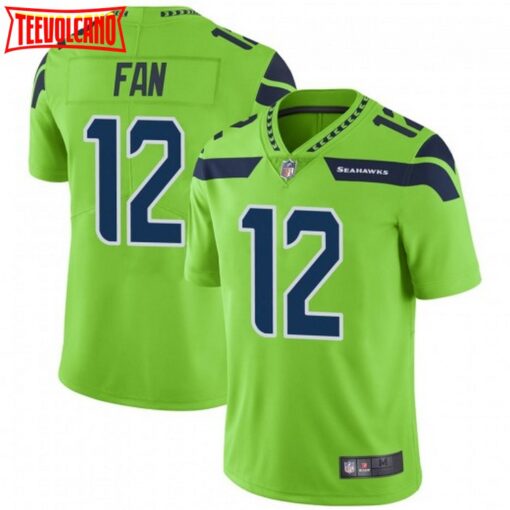 Seattle Seahawks 12th Fan Green Color Rush Limited Jersey