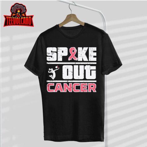 Spike Out Breast Cancer Volleyball Awareness Women Men Kids T-Shirt