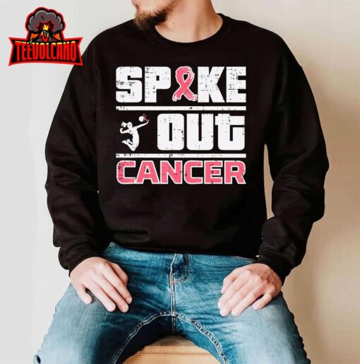 Spike Out Breast Cancer Volleyball Awareness Women Men Kids T-Shirt