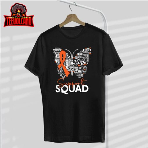 Support Squad Orange Ribbon Leukemia Blood Cancer Awareness T-Shirt