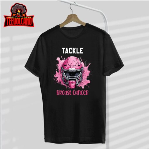 Tackle Breast Cancer Awareness Pink Ribbon Football Boy Kids T-Shirt