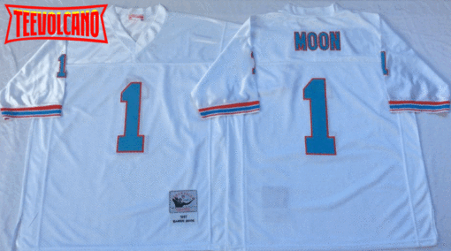 Tennessee Oilers Warren Moon White Throwback Jersey