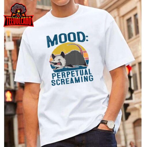 Vintage Funny Opossum Mood Perpetual Screaming Possum Panic T-Shirt