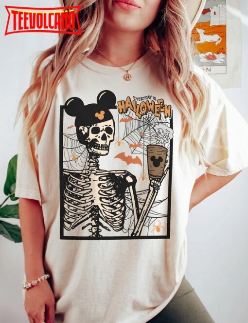 Vintage Skeleton Drink Coffee Shirt, Disney Mickey Ear Skull Shirt