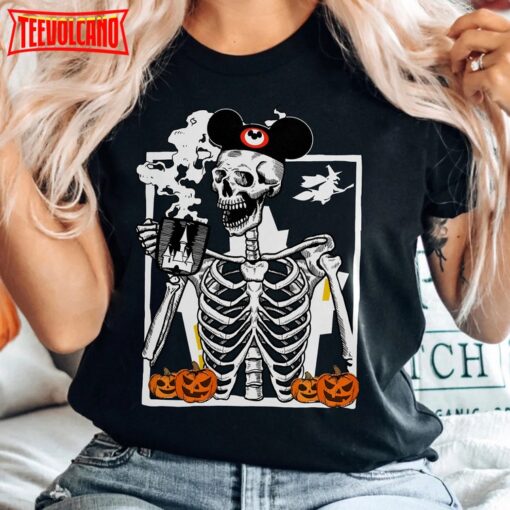 Vintage Skeleton Drink Coffee Shirt, Disney Mickey Ears Skull Halloween 2023 Shirt