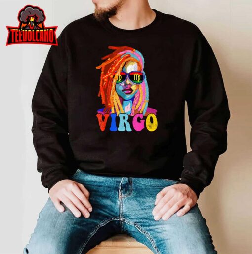 Virgo Queen Art Zodiac Birthday Loc’d Girl Black Woman T-Shirt