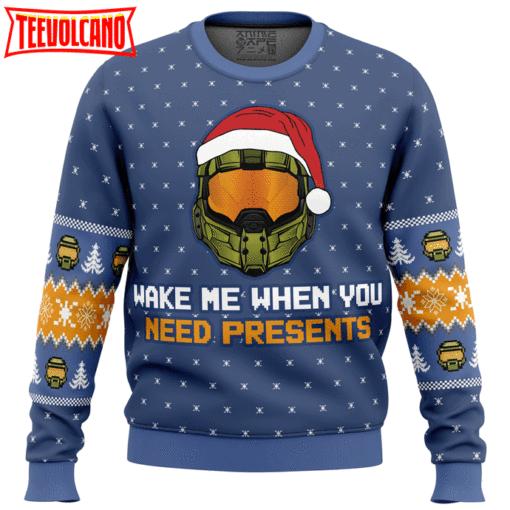 Wake Me When You Need Presents Halo Ugly Christmas Sweater