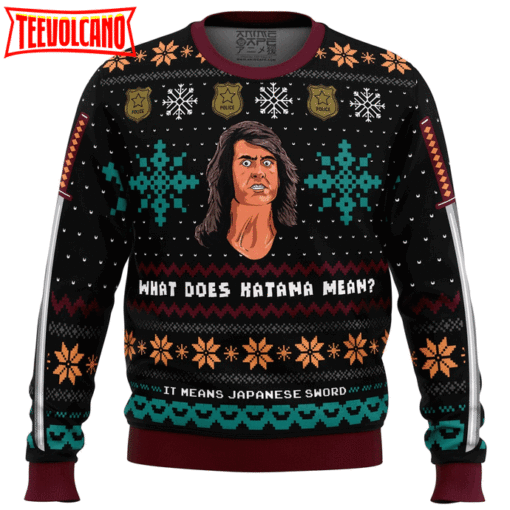 What does Katana mean Samurai Cop Ugly Christmas Sweater