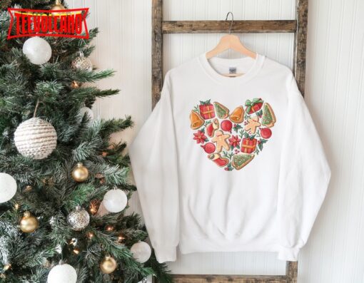 Womens Christmas Sweatshirt, Christmas Heart Sweatshirt