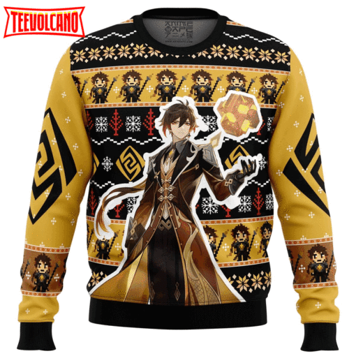 Zhongli Genshin Impact Ugly Christmas Sweater