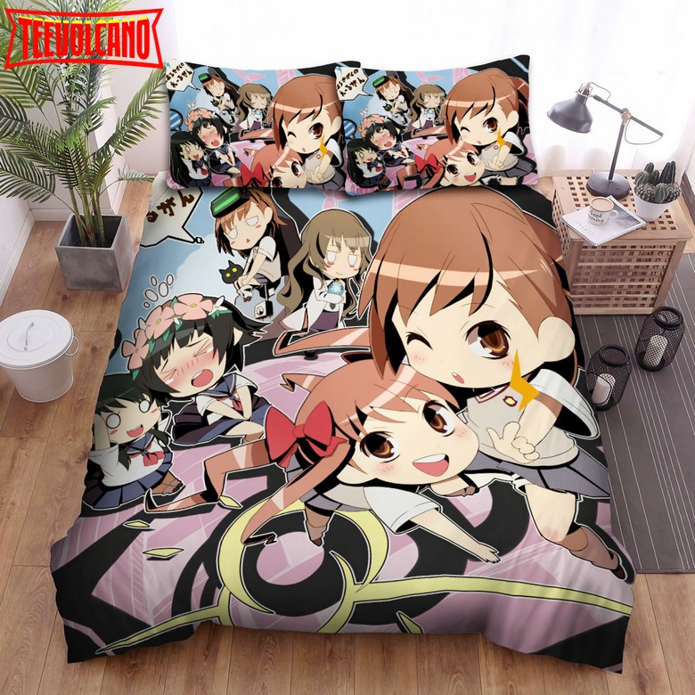 A Certain Scientific Railgun Adorable Chibi Style Characters Duvet Cover Bedding Sets