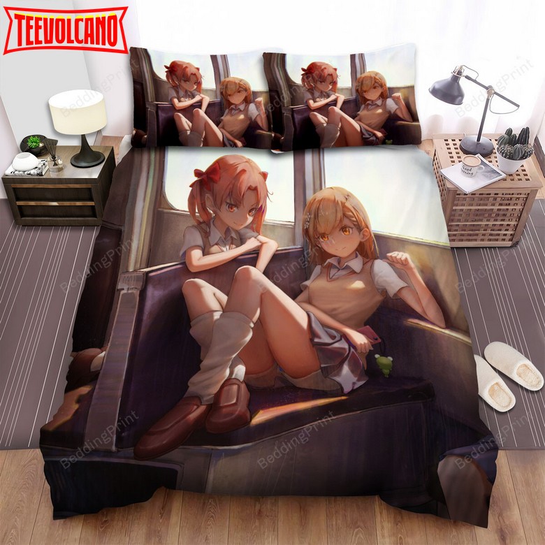 A Certain Scientific Railgun Characters On A Train Artwork Duvet Cover Bedding Sets