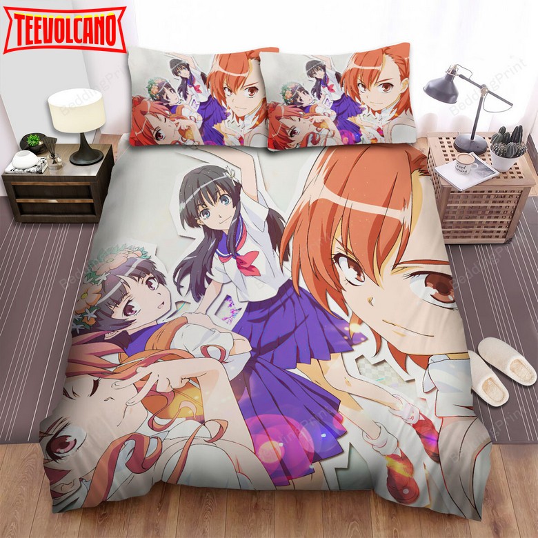 A Certain Scientific Railgun Main Characters In Sticker Style Duvet Cover Bedding Sets