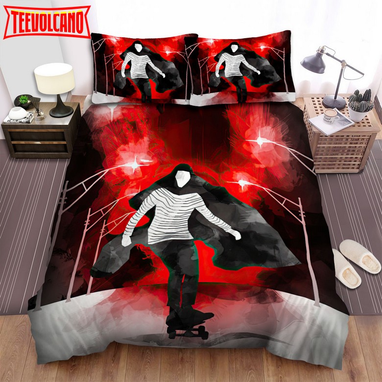 A Girl Walks Home Alone At Night Art Of The Girl On Skateboard Bedding Sets