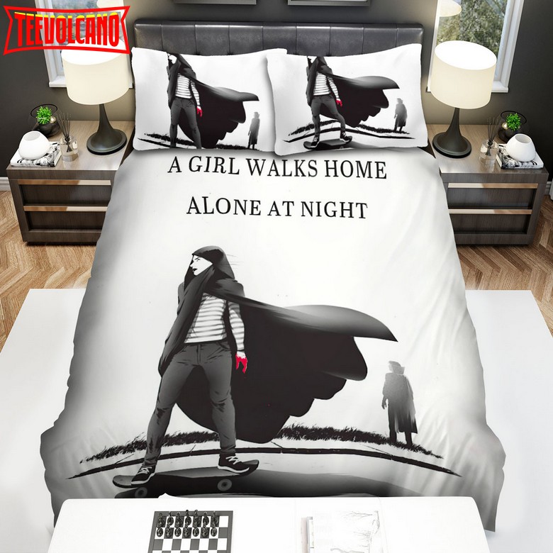 A Girl Walks Home Alone At Night The Girl On Skateboard Bedding Sets