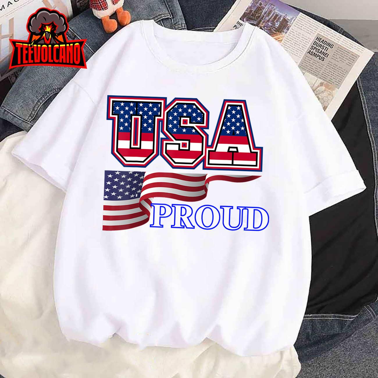 Adult USA Proud National American Flag Pride Men And Women T-Shirt