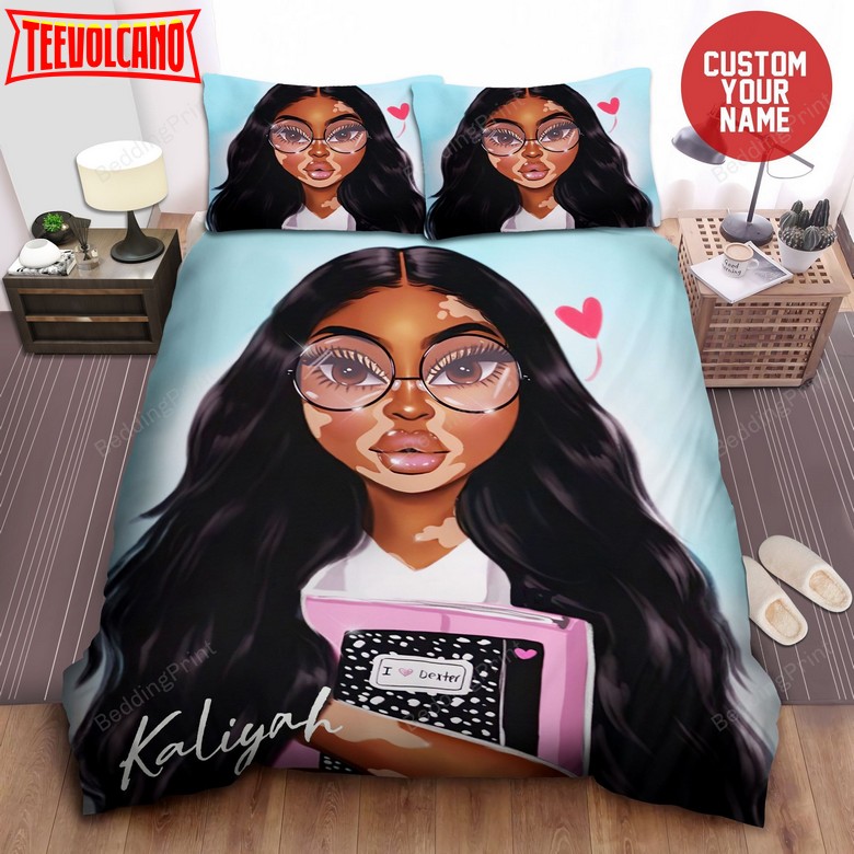 African American Black Beautiful Unique Skin Girl Personalized Custom Bedding Set