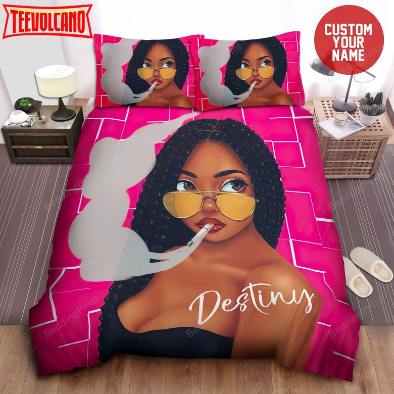 African American Black Girl Smoking Personalized Custom Bedding Set