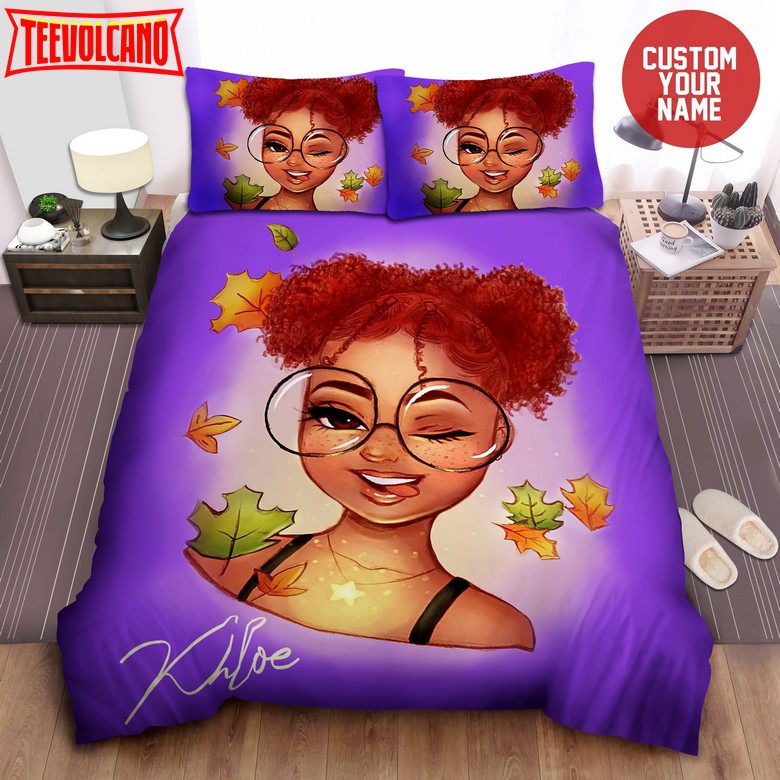 African American Black Little Winkle Girl Pesonalized Custom Bedding Set