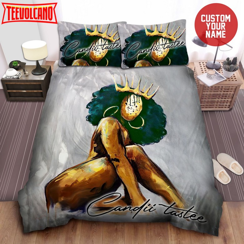 African American Black Queen Personalized Custom Name Duvet Cover Bedding Set