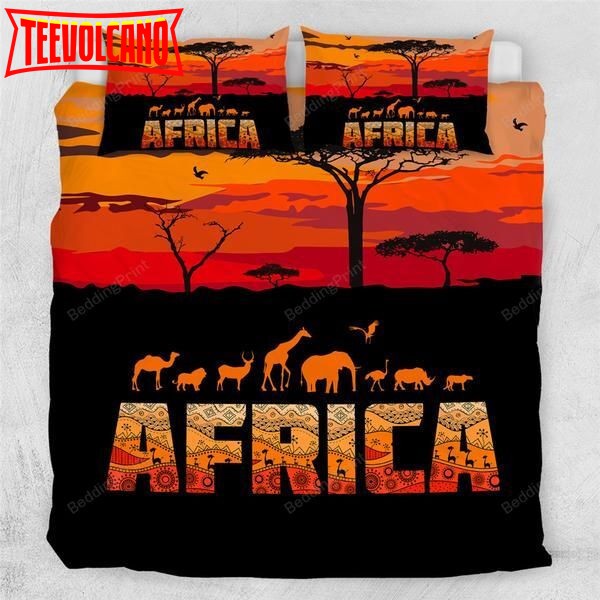 African Animal Sunset Silhouette Duvet Cover Bedding Sets