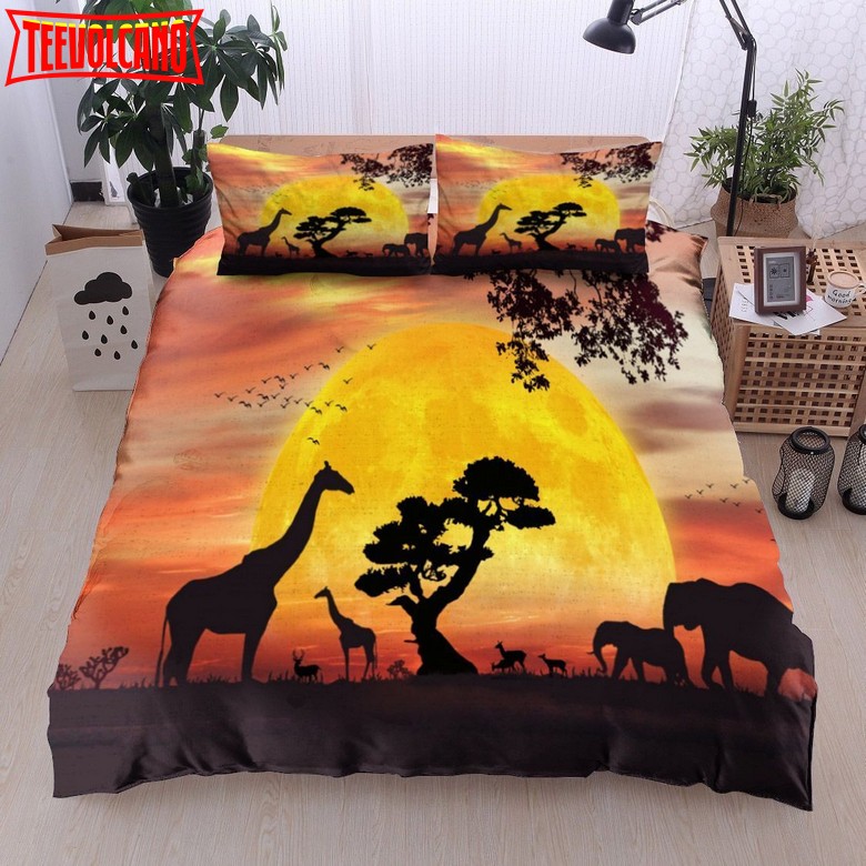 African Animals Sunset Vibes Bed Sheets Duvet Cover Bedding Sets